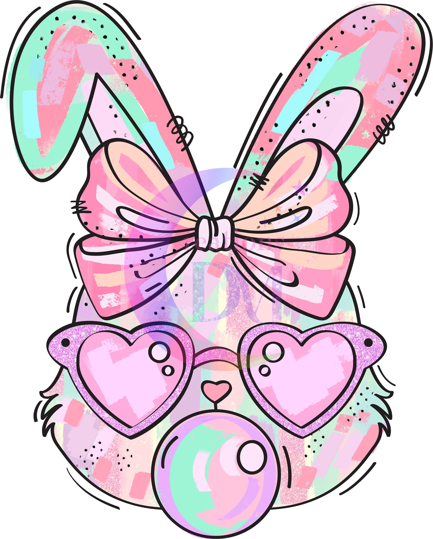 Easter - bunny with glasses and bubble gum