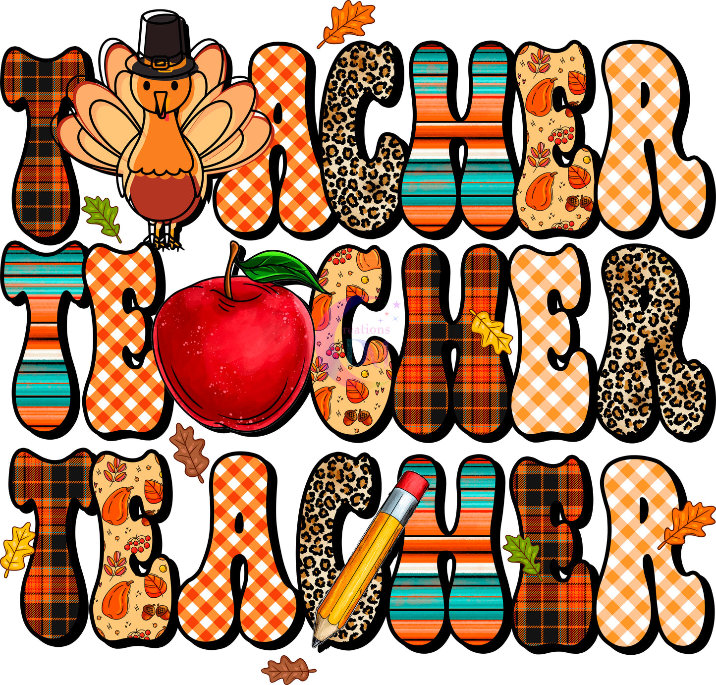 Thanksgiving DTF- TEACHER pumpkin x3