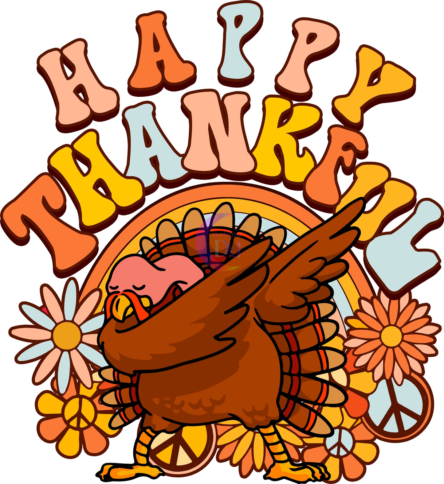 Thanksgiving DTF-happy thankful turkey dabbing