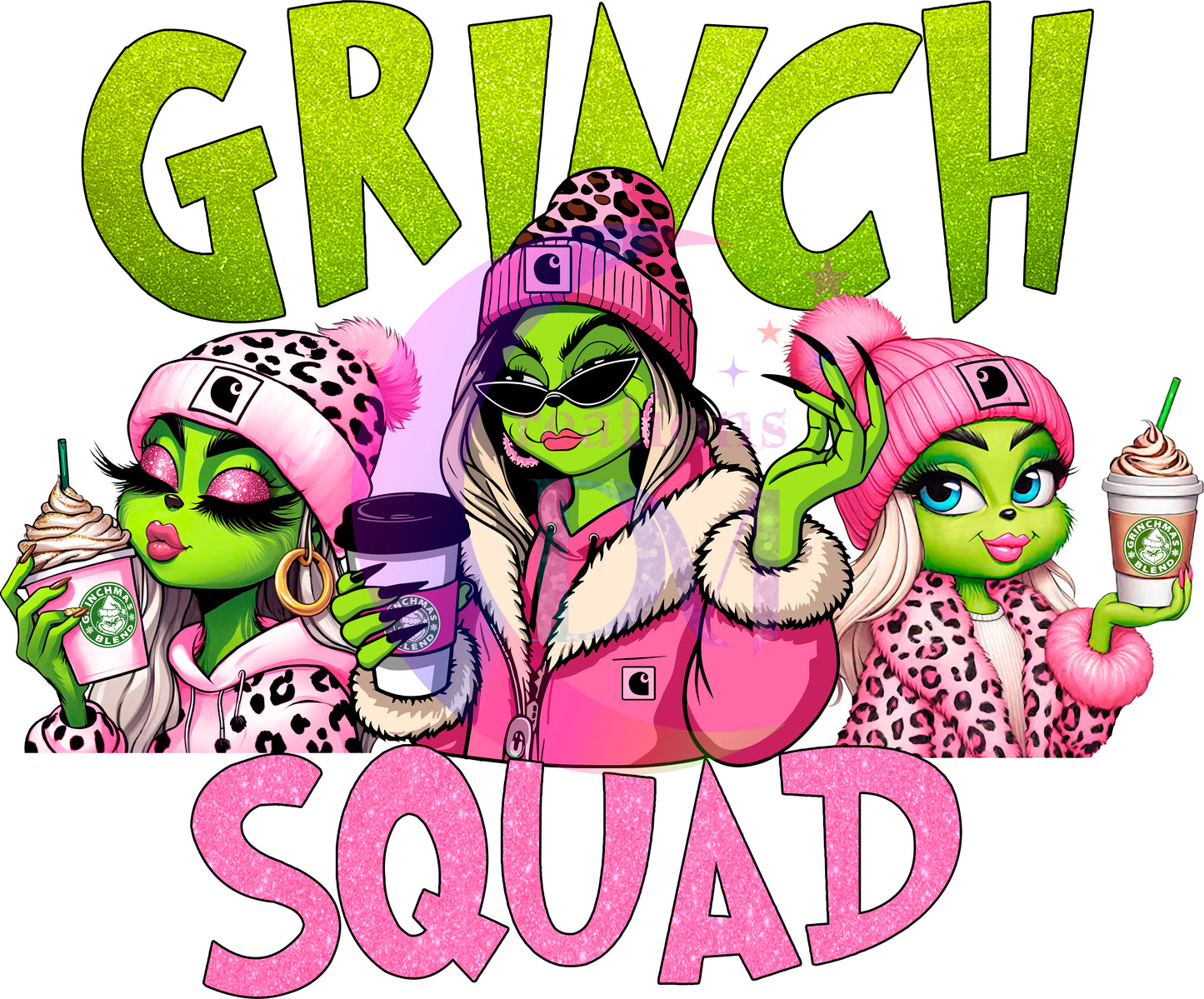 Christmas DTF - grinch - grinch squad pink