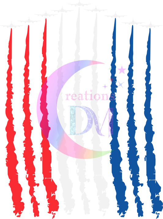 Fourth of July - white , red and blue flag with airplanes