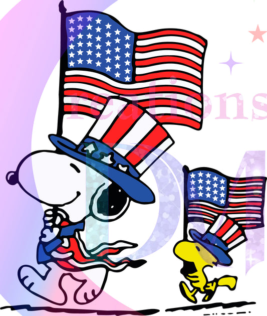 Fourth of July - snoopy holding flag
