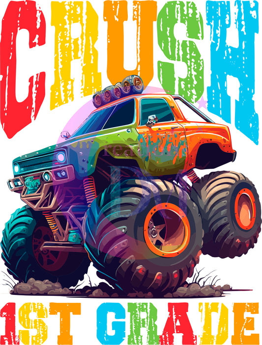 back to school DTF - ready crush 1st grade monster truck