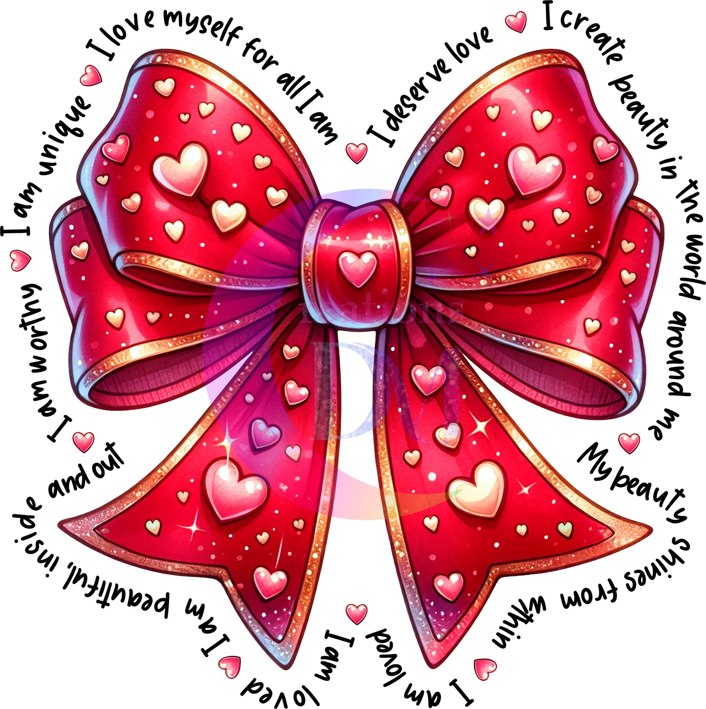 valentines - red bow with inspirational words