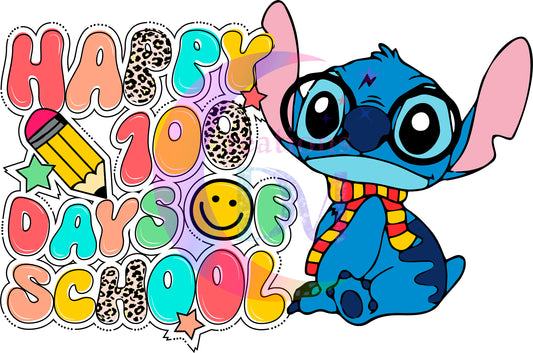 1OO Days of school - happy 100 days of school stitch with glasses