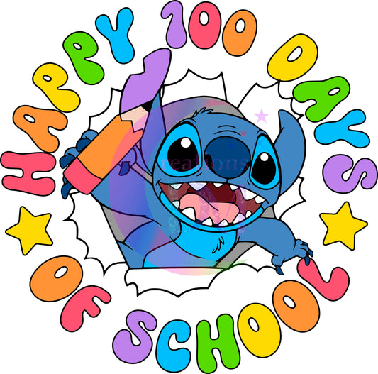 1OO Days of school - happy 100 days of school stitch circle