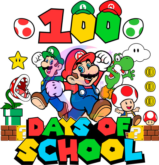 1OO Days of school - happy 100 days of school Mario and Luigi