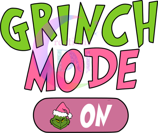 Christmas DTF - grinch - grinch mode on pink