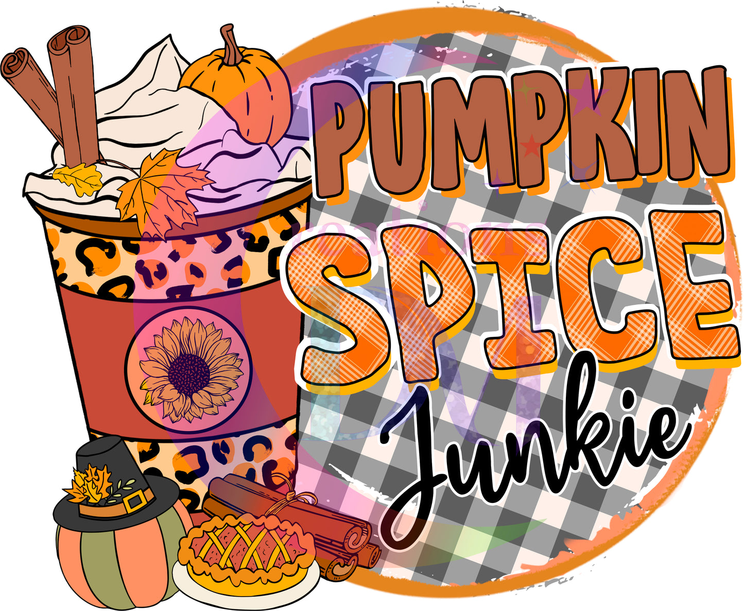 Thanksgiving DTF- pumpkin spice junkie, checkers