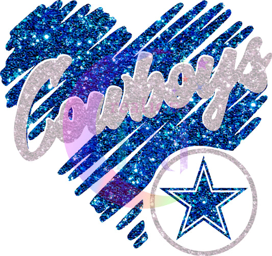 Dallas Cowboys - blue and grey glitter