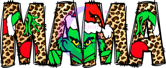 Christmas DTF - grinch -MAMA leopard print