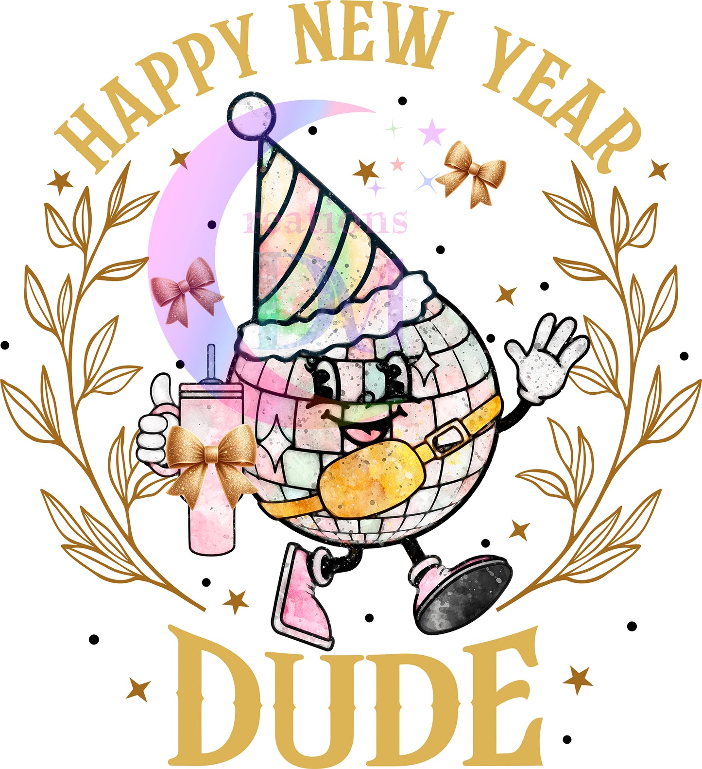 new years- happy new year dude , disco party ball
