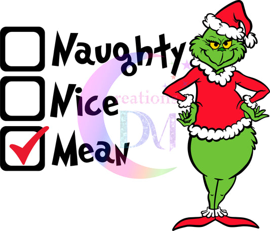 Christmas DTF - naughty , nice mean checkmark