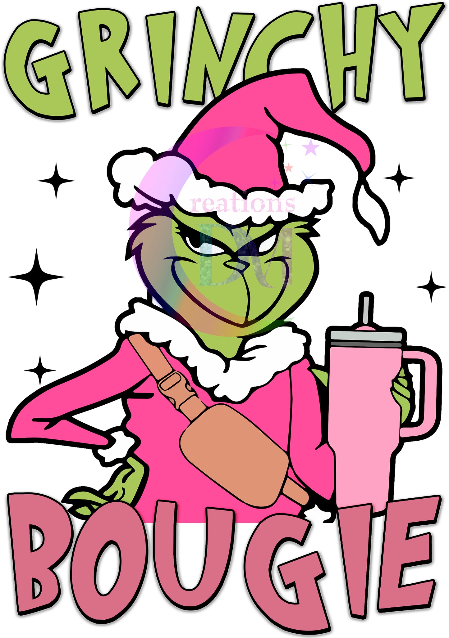 Christmas DTF -grinch bougie pink cup