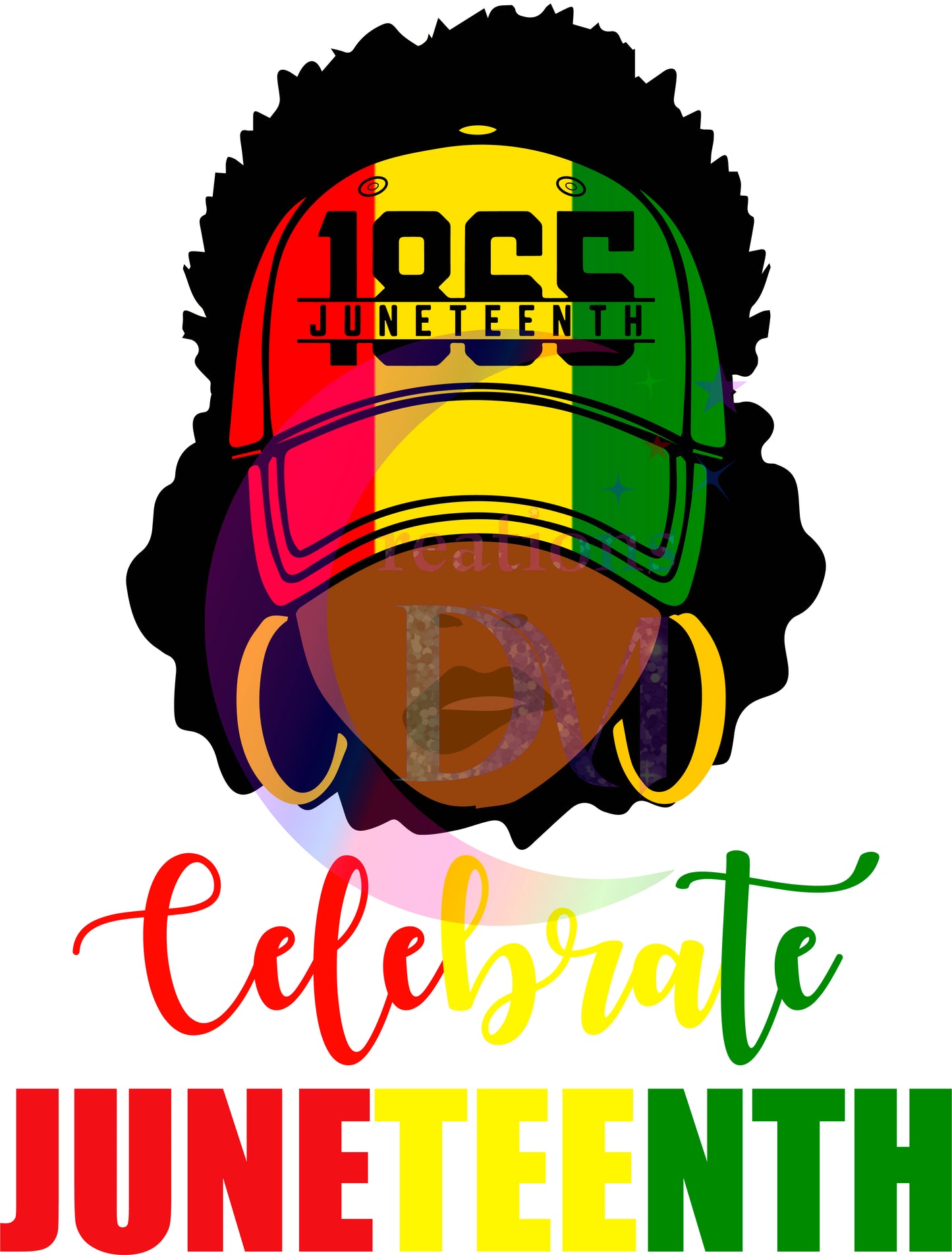 Juneteenth DTF - celebrate Juneteenth afro with earrings