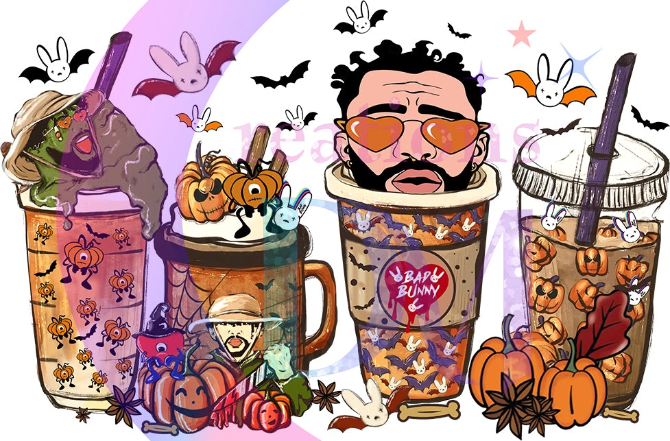 halloween DTF - cups - bad bunny