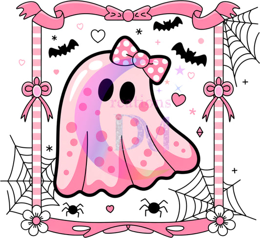 breast cancer awareness month - boo with spider webs and bats