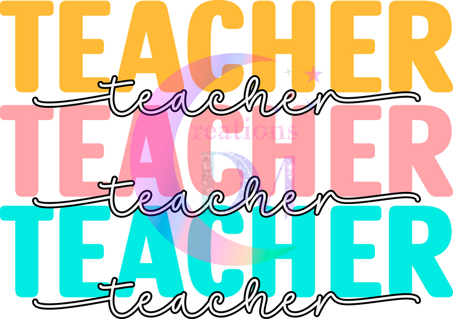 back to school DTF - TEACHER colored