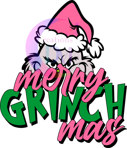 Christmas DTF - grinch - merry grinchmas pink and green