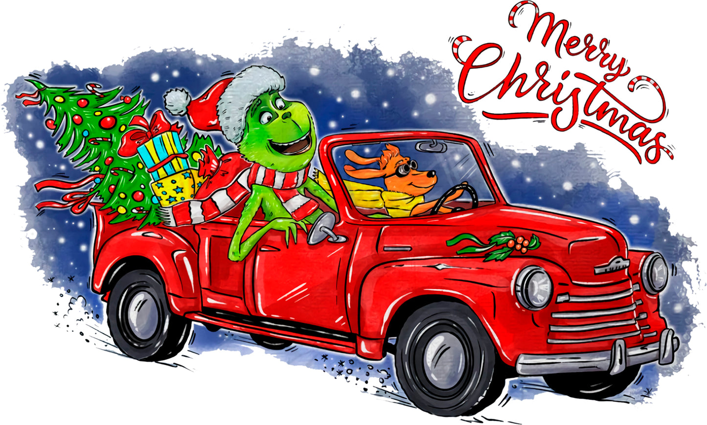 Christmas DTF - grinch -merry christmas grinch res truck