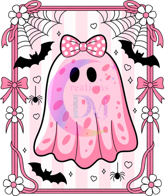 breast cancer awareness month - pink boo with bow , bows & bats