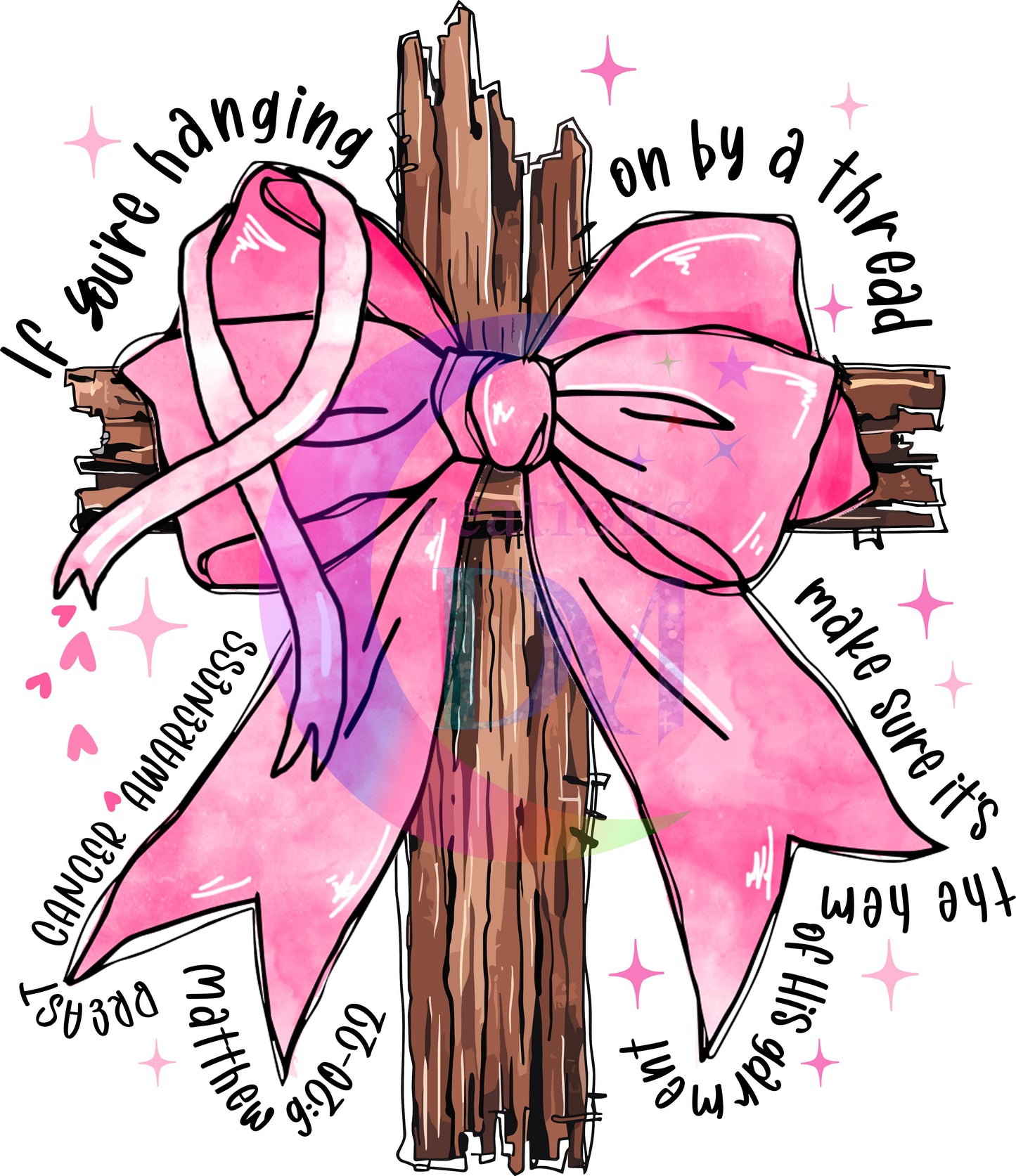 breast cancer awareness month - brown cross pink bow