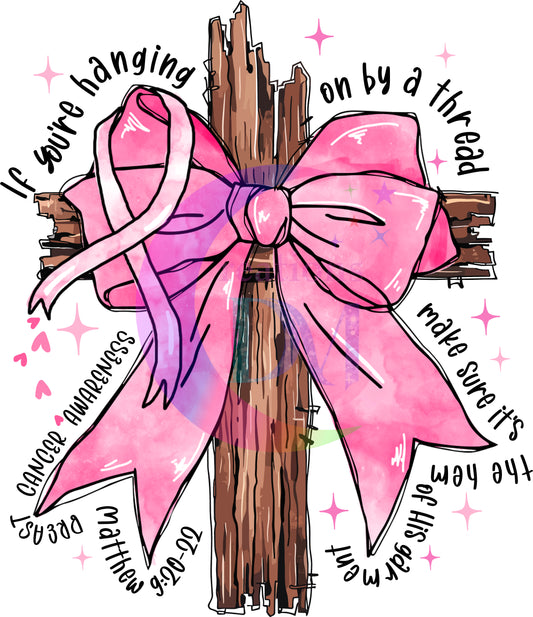 breast cancer awareness month - brown cross pink bow