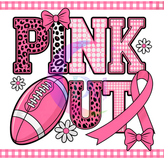 breast cancer awareness month - pink out print and football