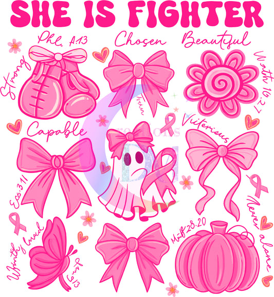 breast cancer awareness month - SHE IS A FIGHTER PINK LETTERS
