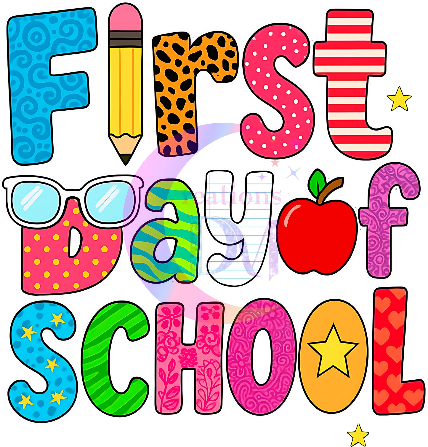 back to school DTF - first day of school colored