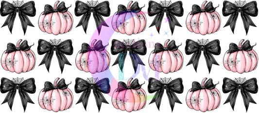 UV DTF - halloween - black bows and pink pumpkin with black bows