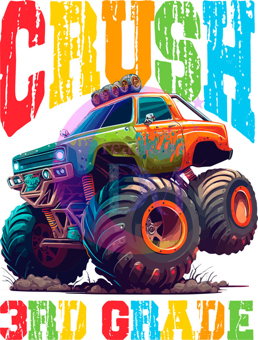 back to school DTF - ready crush 3rd grade monster truck