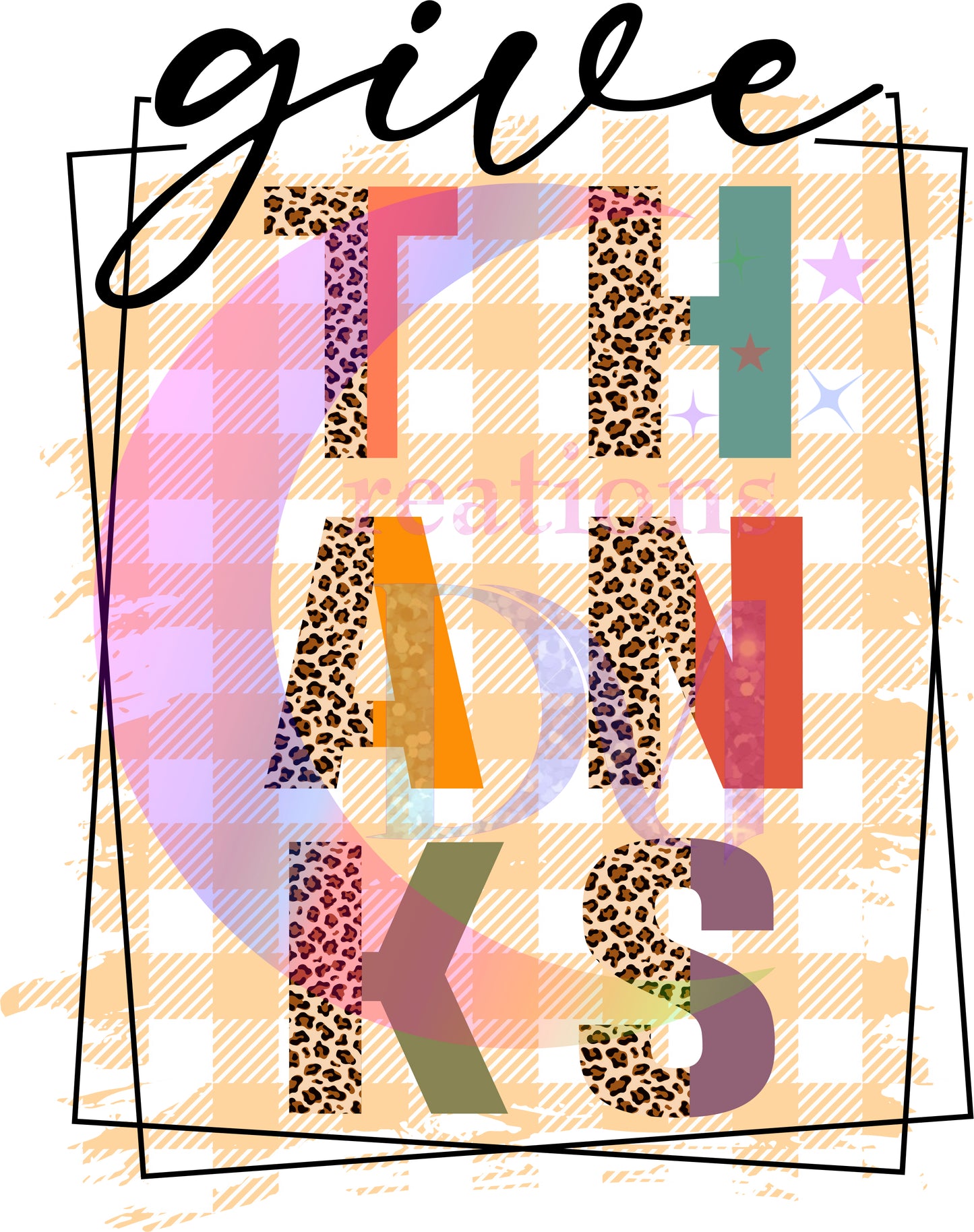 Thanksgiving DTF-give thanks, square cheetah