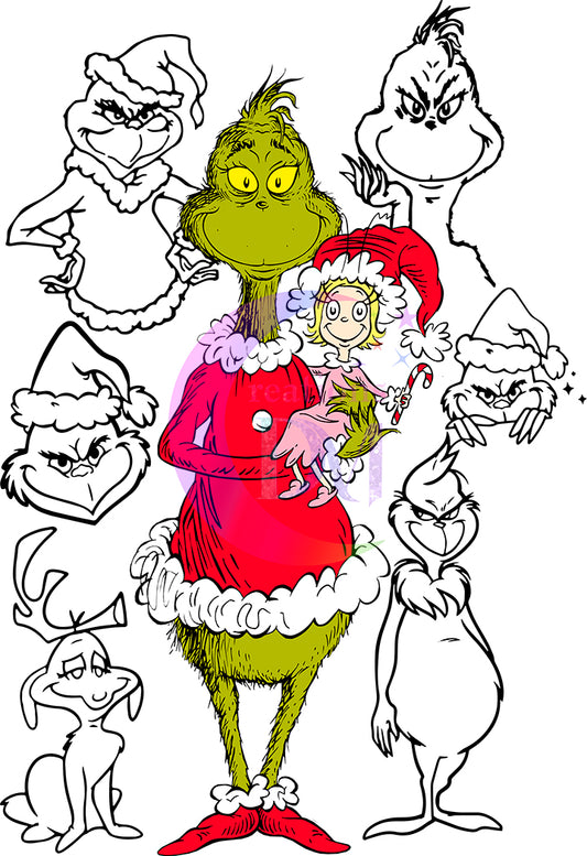 Christmas DTF - grinch - grinch outline