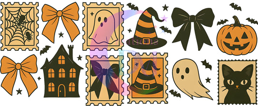 UV DTF - halloween - witch hat, pumpkin, boo , cat and bows
