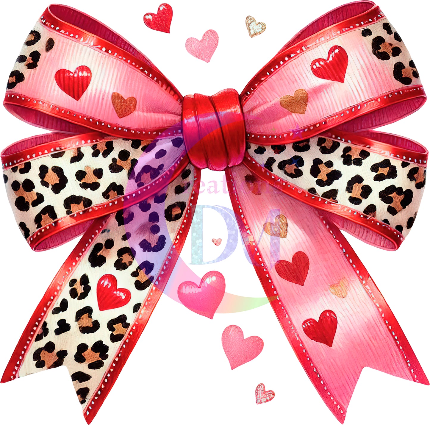 Valentines DTF - coquette bow with cheetah print