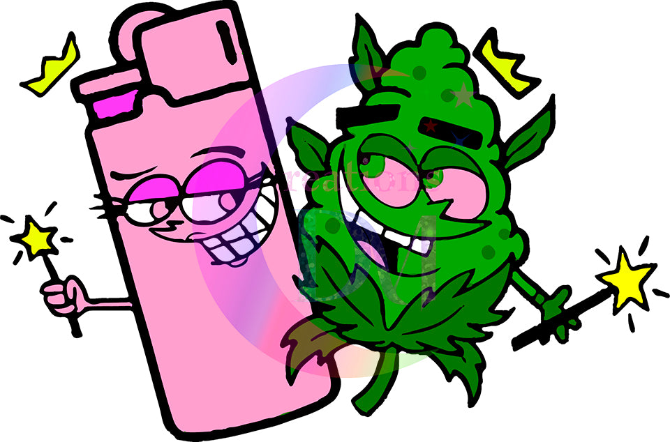 4/20 - fairly odd parents pink lighter , green plant
