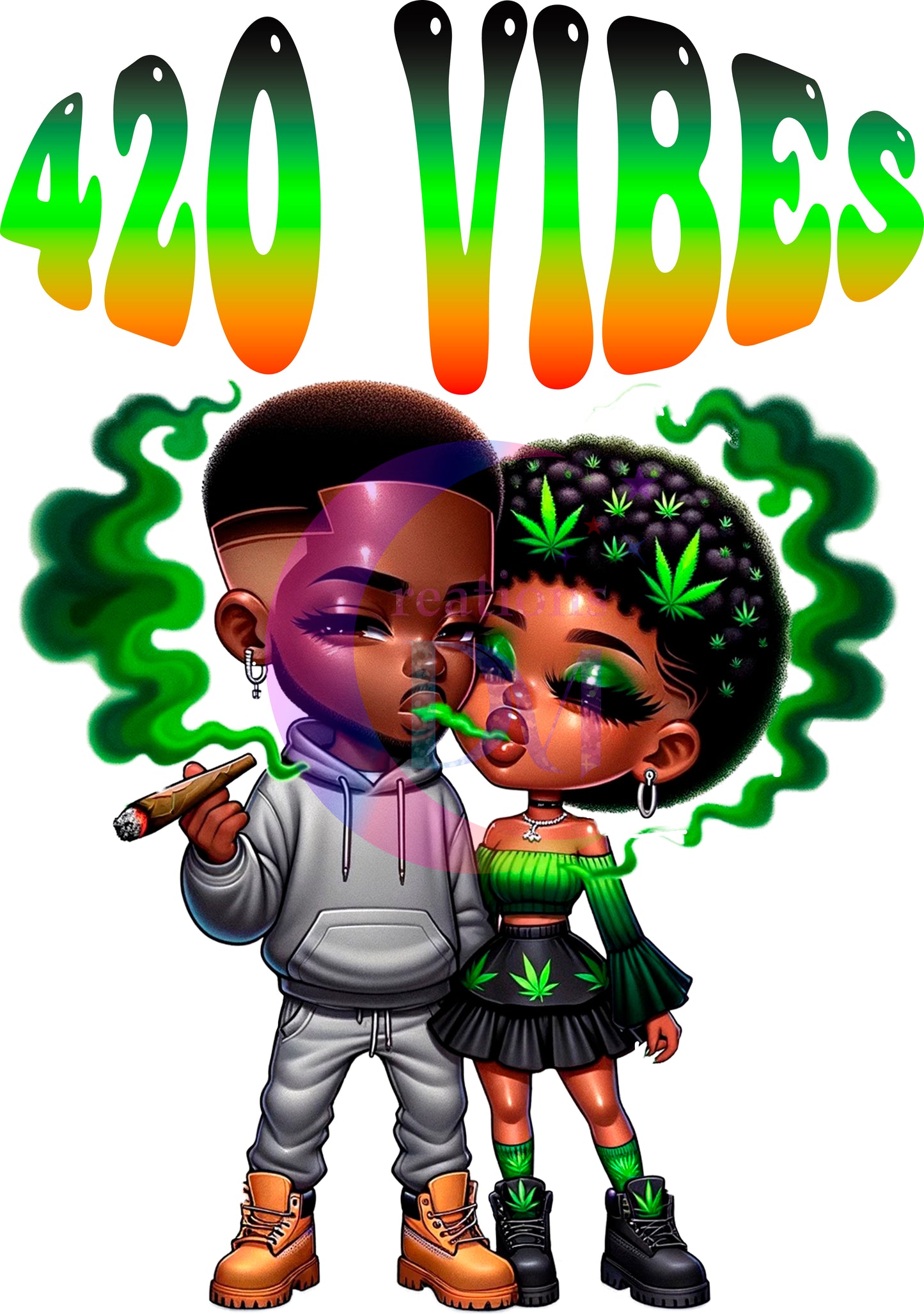 4/20 - 4/20 vibes, boy and girl no background