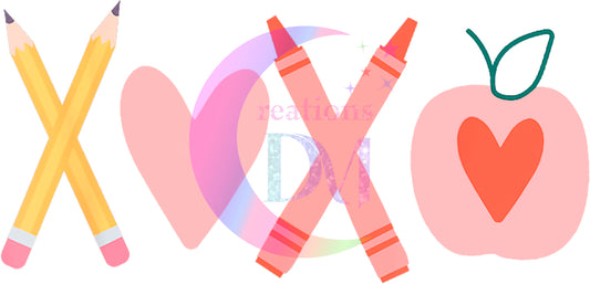 1OO Days of school - xoxo pencil , crayon and hearts