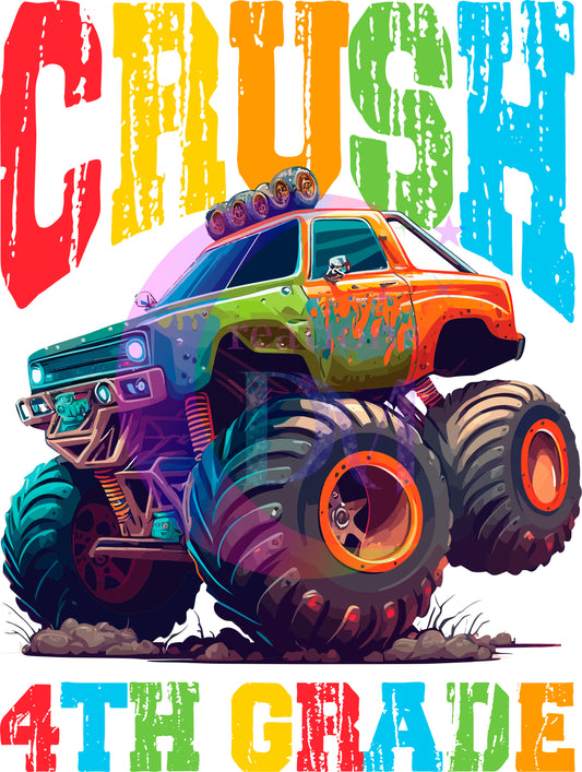 back to school DTF - ready crush 4th grade monster truck