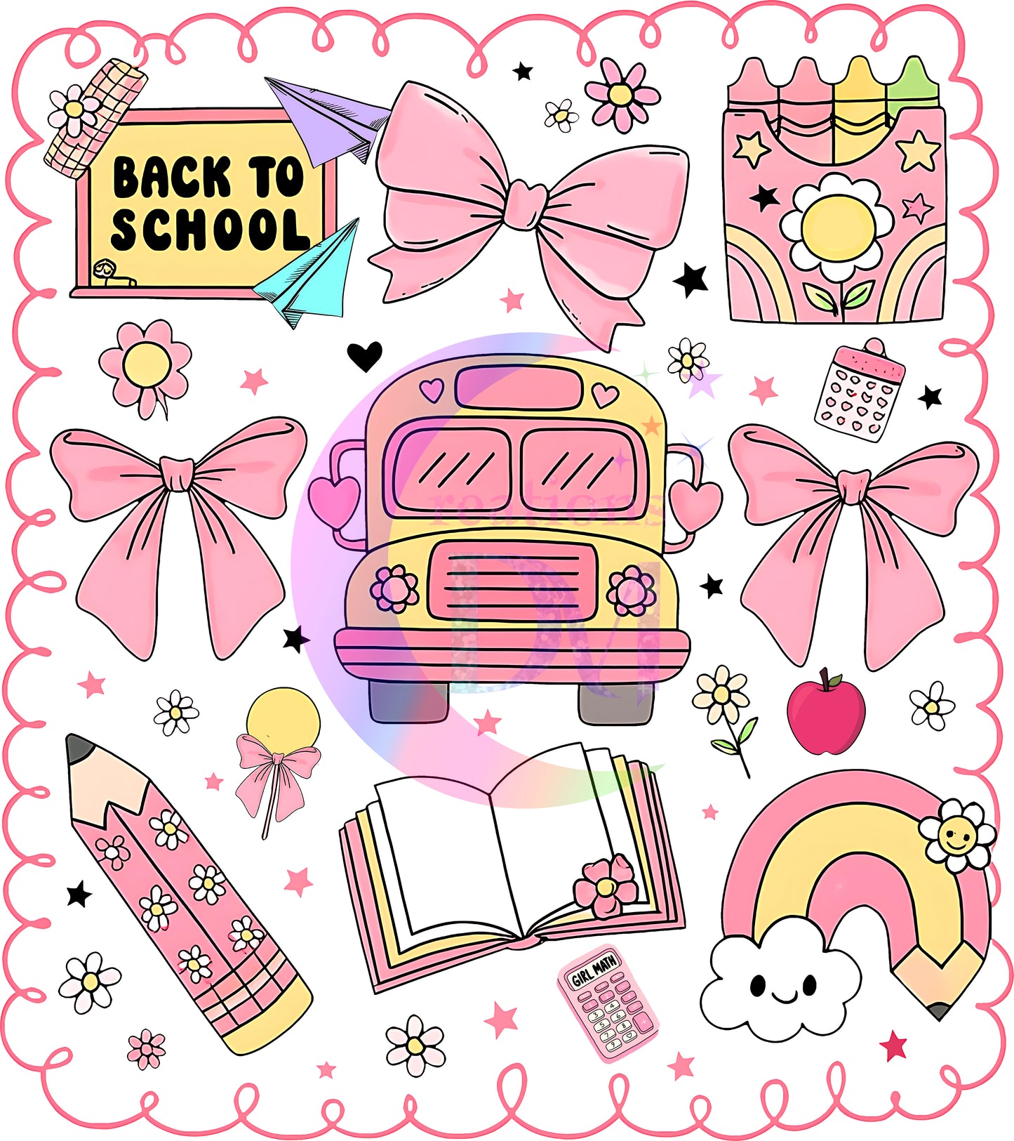 back to school DTF - back to school pink bus