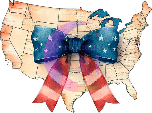 Fourth of July DTF - USA map with bow