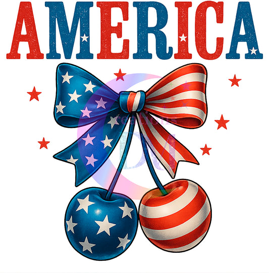 Fourth of July DTF - America bow with cherries