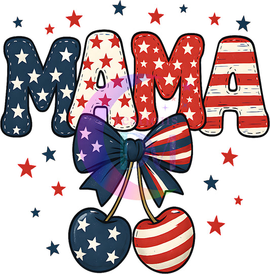 Fourth of July DTF - MAMA with bow and cherries