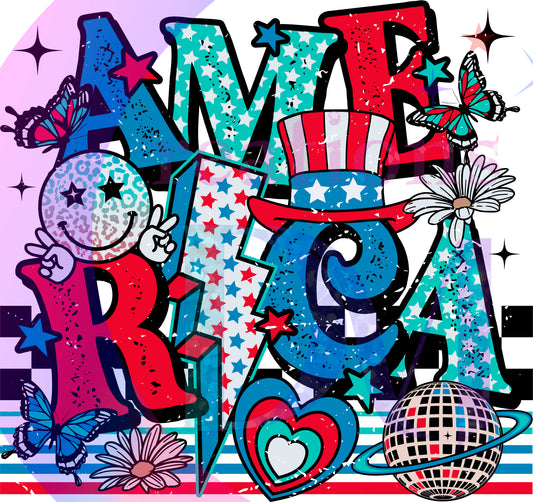 Fourth of July -retro with smiles face and hat