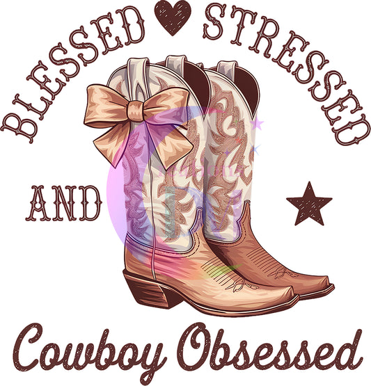Mother's Day - western - blessed stressed and cowboy obsessed