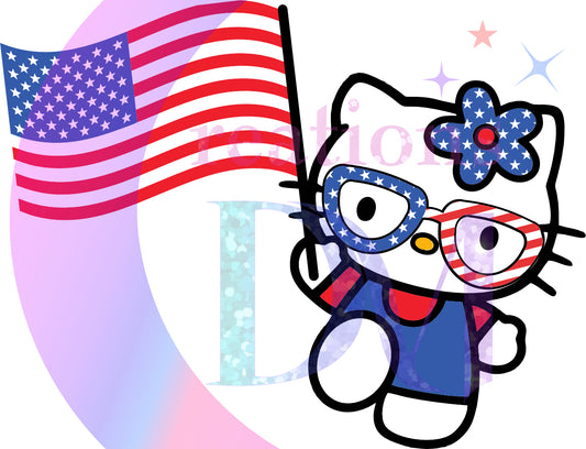 Fourth of July DTF - happy 4th of July hello kitty glasses