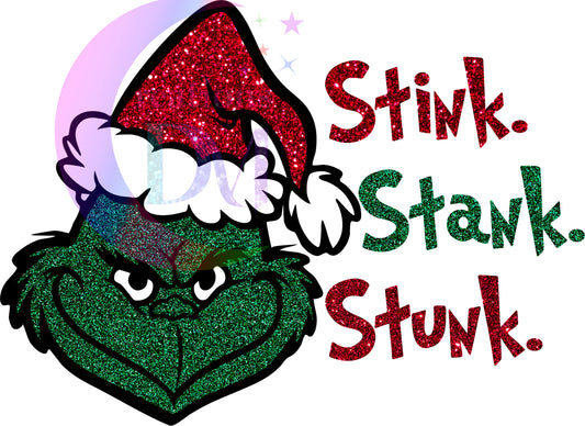 Christmas DTF - stink. stank. stunk. glitter