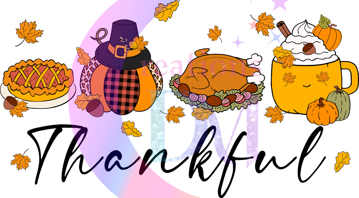 Thanksgiving DTF-thankful,(pie, pumpkin, turkey, hot chocolate)