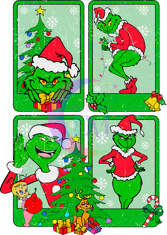 Christmas DTF -grinch x4 green